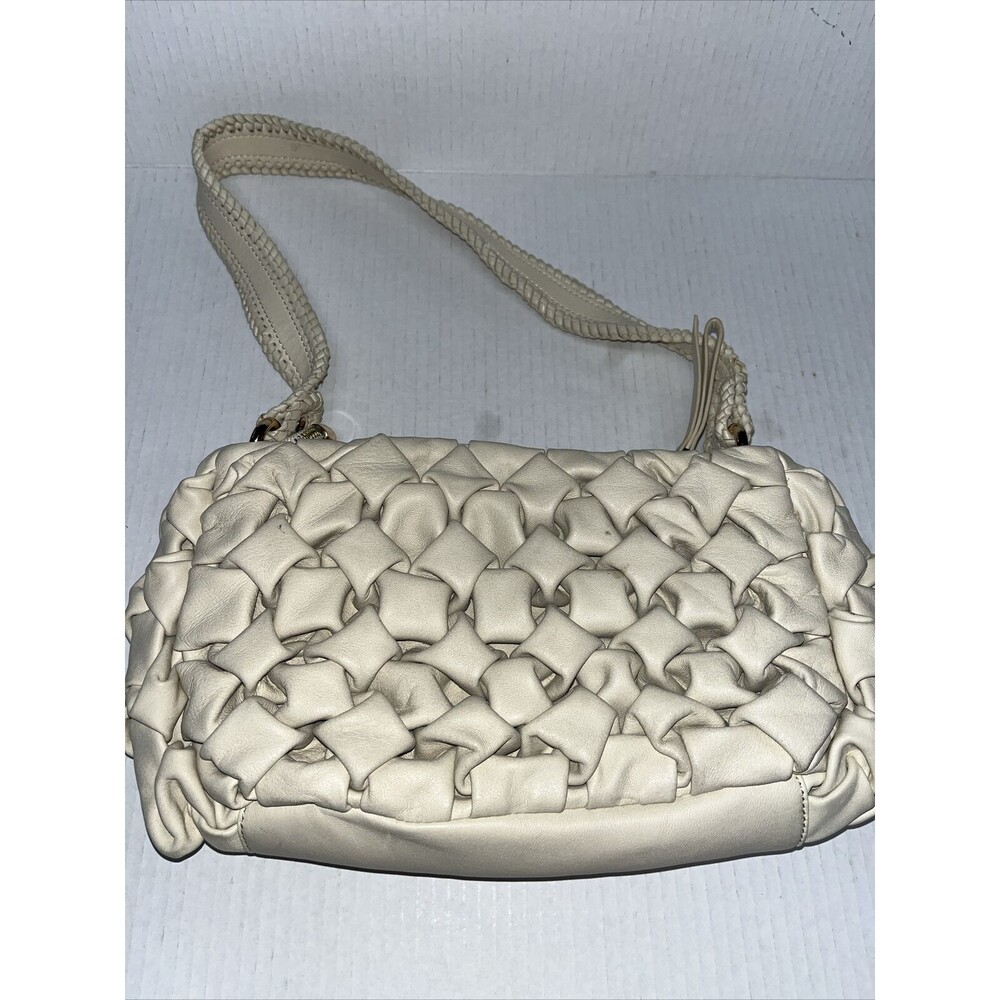 Ashreil  Ivory Puffer Leather Shoulder Handbag